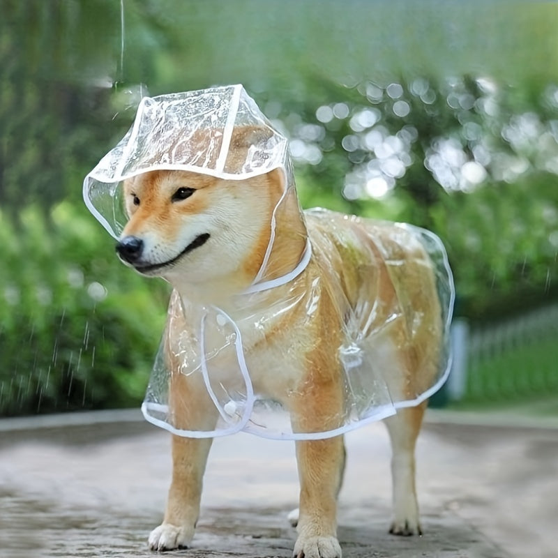 High-Visibility Transparent Pet Raincoat - Durable & Stylish Outdoor Protection - Waterproof Hooded Cape for Puppies - Ideal for Walks in Rainy Weather