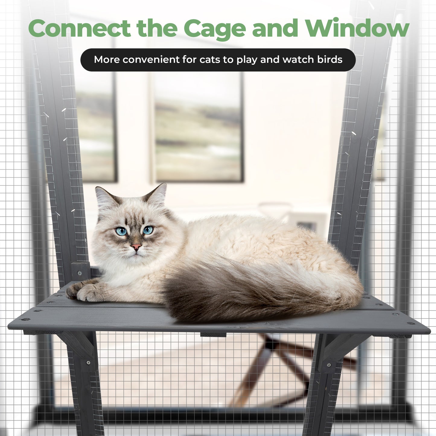 71Inches Large Cat House Outdoor&Indoor Catio - Cat Play & Run Enclosures Indoor Kitty Window Cage with Waterproof Roof, 7 Platforms & 2 Resting Box, UV Resistant Orange/Grey/Gothic