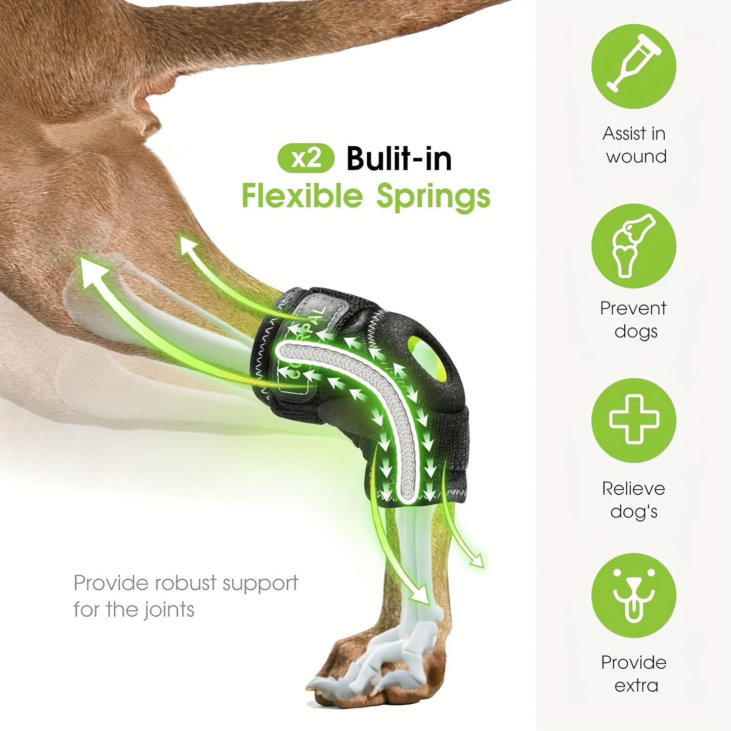 Dog Leg Brace For Rear Hock & Ankle, Canine Hind Leg Joint Compression Wrap For Back Leg Torn ACL & CCL, Old Dog Arthritis Relief, Injury And Sprain Protection, Wound Care, And Loss Of Stability