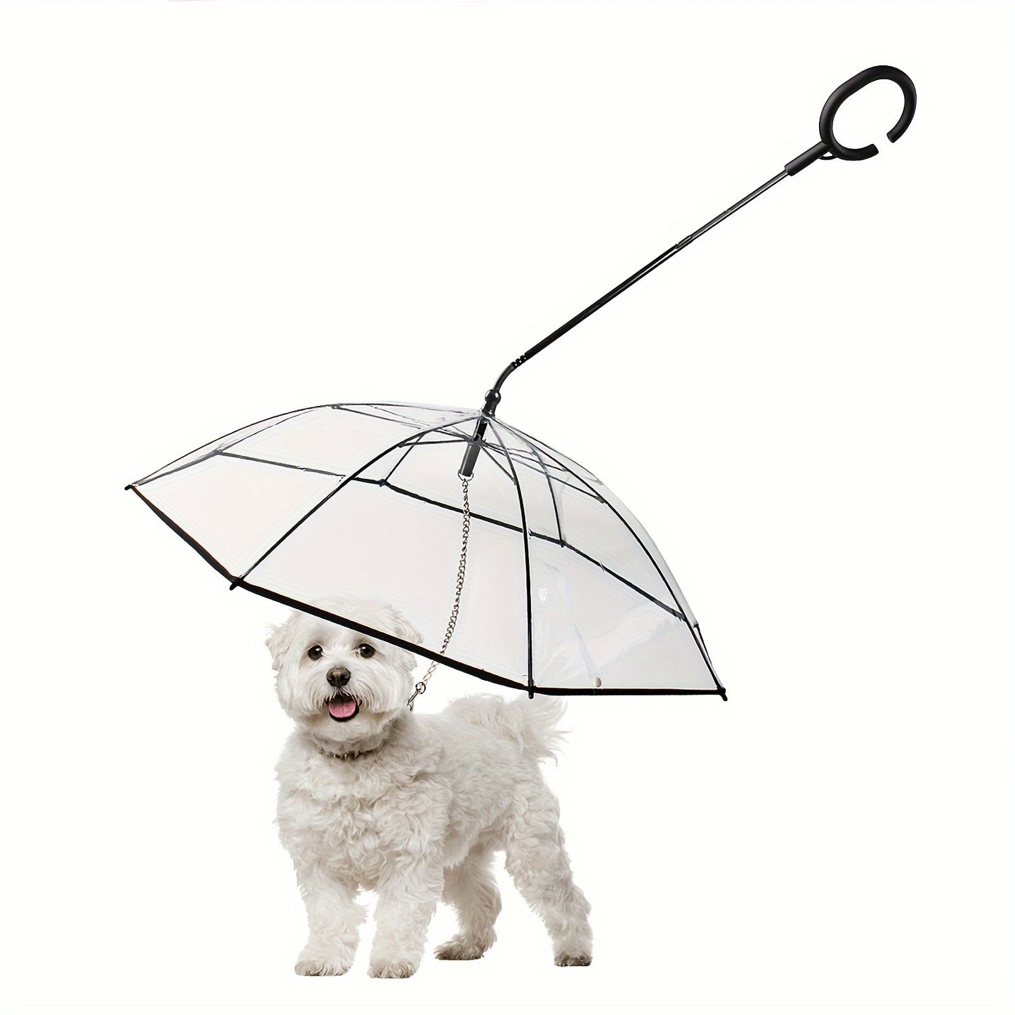 Universal Pet Umbrella Companion - Adjustable Angle, Transparent, TPU Coated, C-Shaped Handle, Non-Woven Buckle Closure, Waterproof, Windproof, Portable, Easy to Use - Suitable for Small to Large Breeds, Perfect for Outdoor W