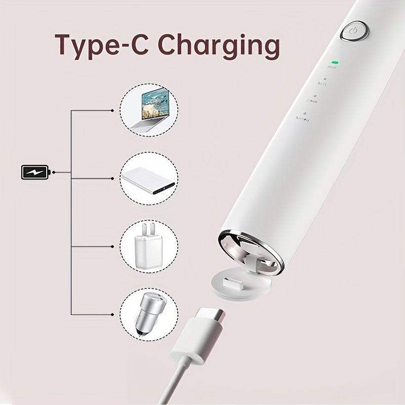 1pc Pet Electric Tooth Cleaner, USB Charging, 2 Cleaning Heads, 4 Modes Adjustable, Oral Cleaning Set, Pet Oral Cleaning, Portable Tooth Cleaner