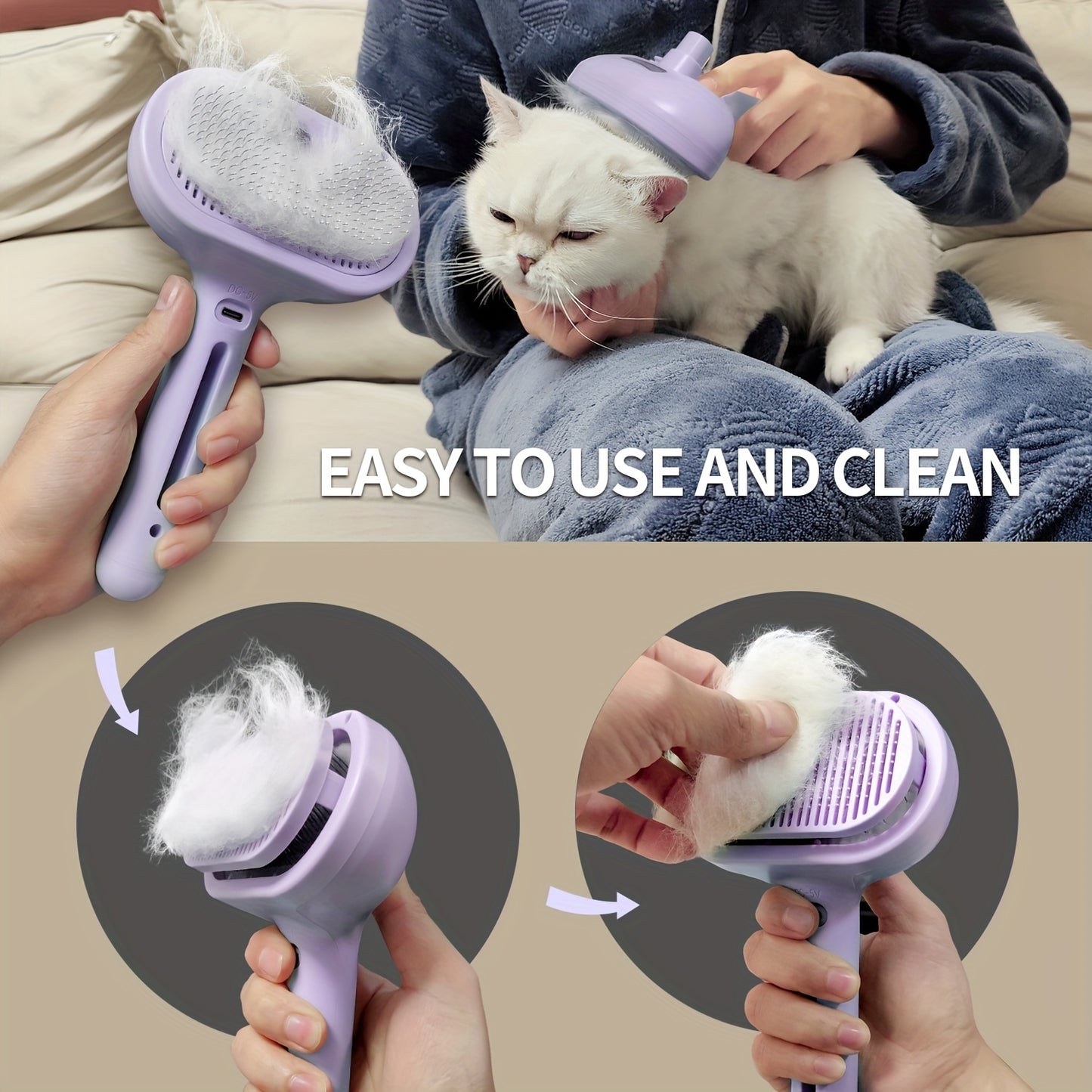 Livekey Cat Steam Brush:  Grooming Tool for Shedding & Cleaning with Water, Multifunctional Pet Brush for Cats and Dogs