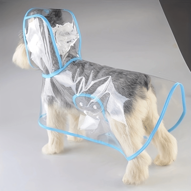 High-Visibility Transparent Pet Raincoat - Durable & Stylish Outdoor Protection - Waterproof Hooded Cape for Puppies - Ideal for Walks in Rainy Weather