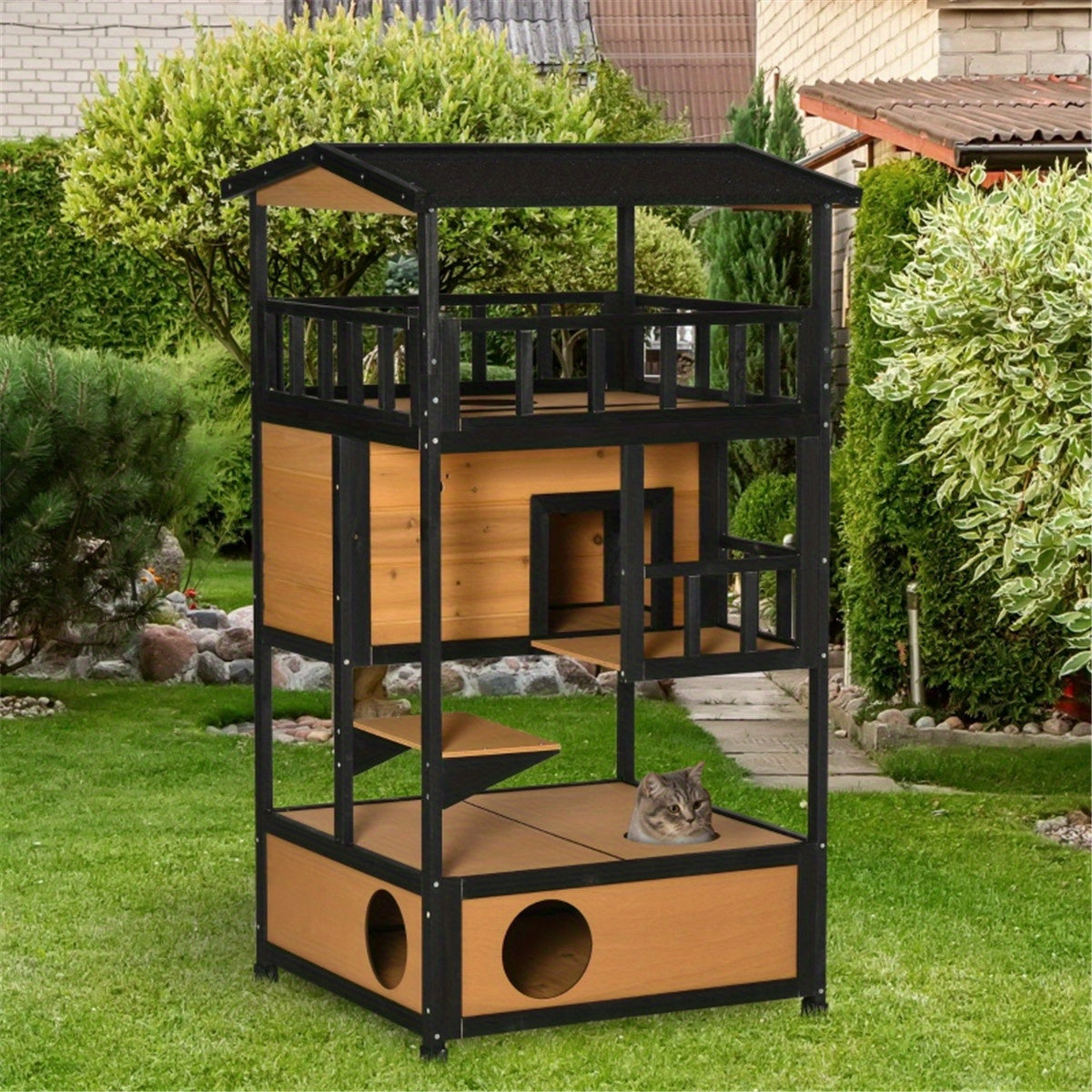 Pet cat house double climb