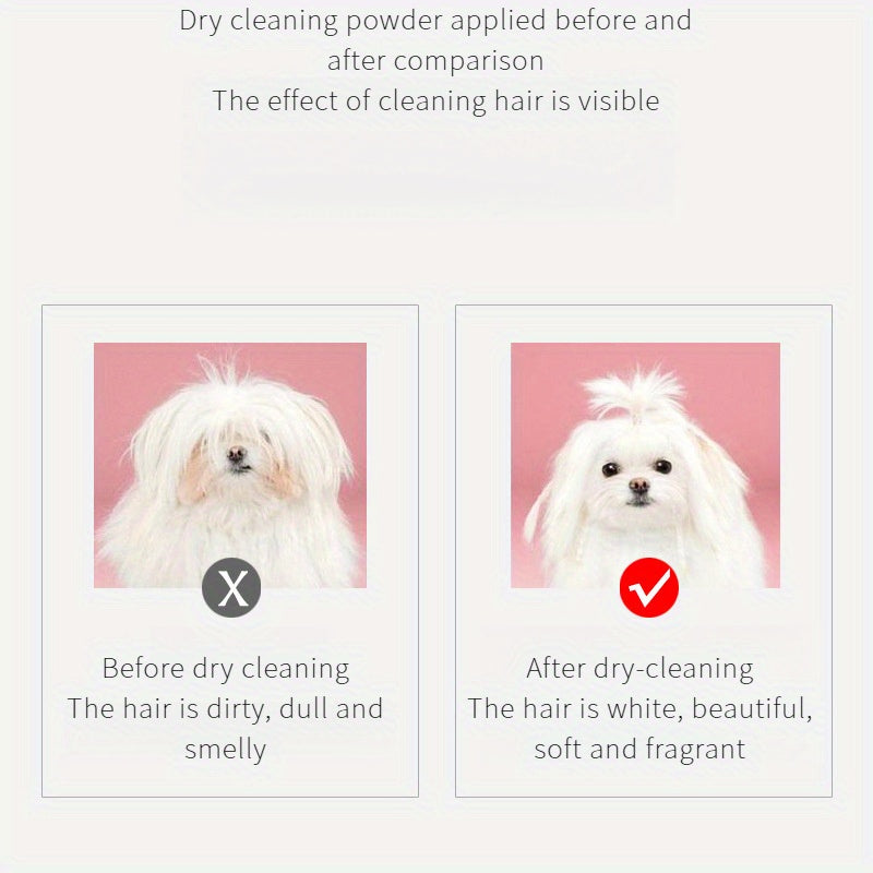 1pc Beichong Natural Pet Dry Cleaning Powder - Deodorizing & Odor-Neutralizing, No-Rinse Shampoo for Cats & Dogs, Quick Water-Free Formula, Safe for Sensitive Skin, Gentle, Non-Toxic, Cruelty-Free, Easy to Use, Plastic Contai