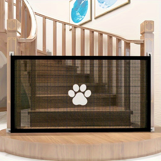 Folding Pet Fence - Enclosures for Small Dogs, Adjustable, Child-Proof, Durable, Quick-Folding Mesh Gate for Doorways and Hallways, Portable, Safe, and Easy to Use