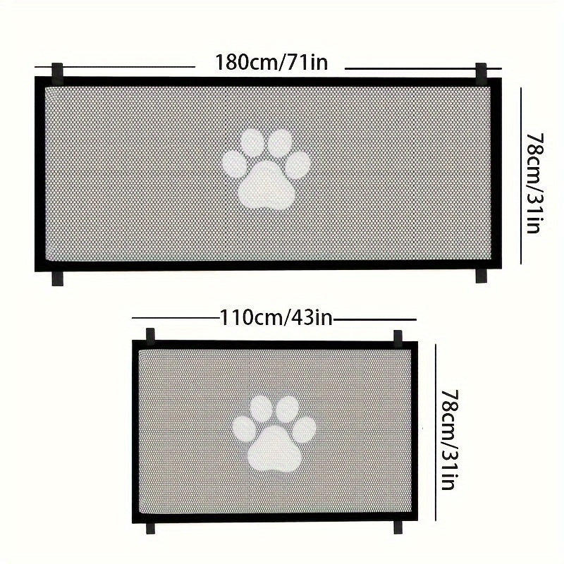 Folding Pet Fence - Enclosures for Small Dogs, Adjustable, Child-Proof, Durable, Quick-Folding Mesh Gate for Doorways and Hallways, Portable, Safe, and Easy to Use