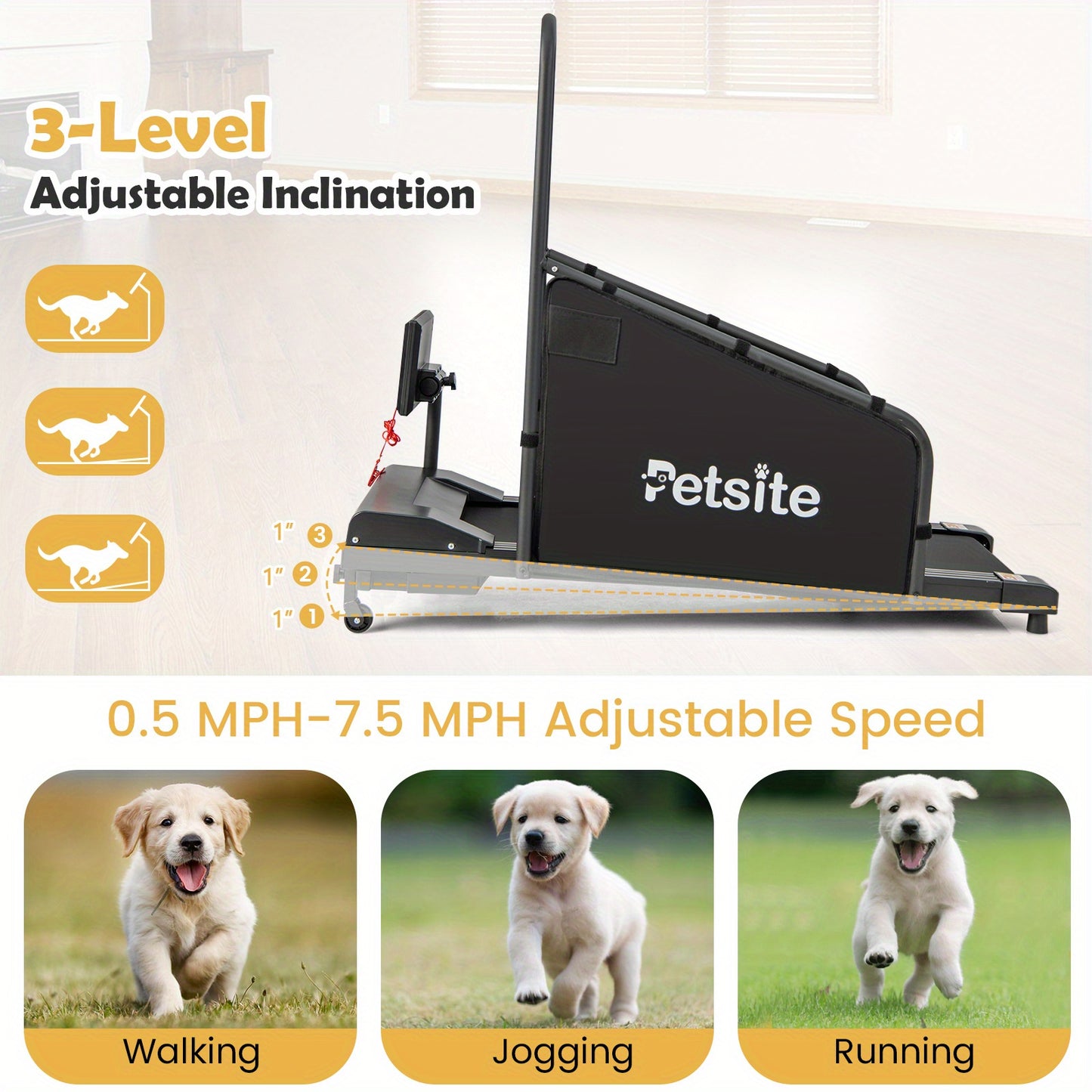 Maxmass Dog Treadmill for Small/Medium Dogs, Pet Running Walking Machine for Indoor Training & Exercise, Safety Fence, 12 Preset Programs, Adjustable Incline, LCD Display, Dog Workout Equipment