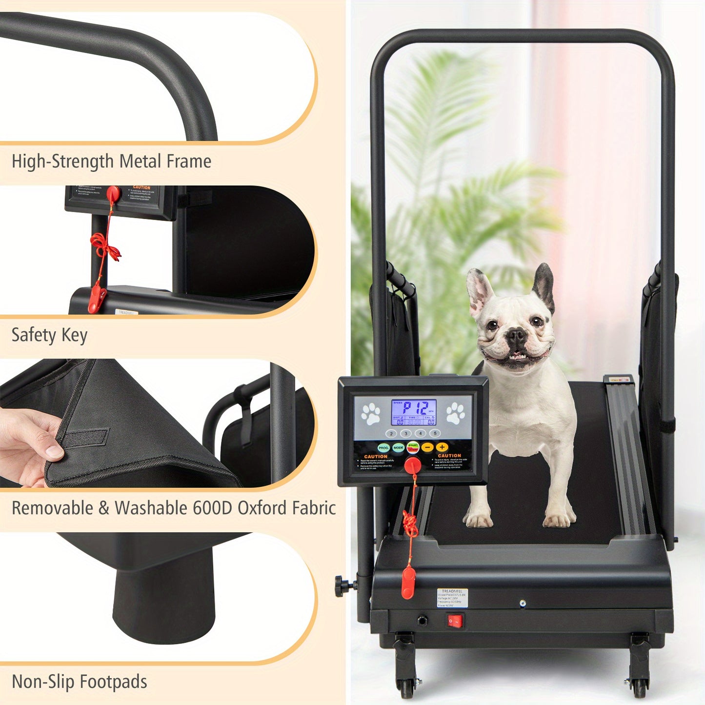 Maxmass Dog Treadmill for Small/Medium Dogs, Pet Running Walking Machine for Indoor Training & Exercise, Safety Fence, 12 Preset Programs, Adjustable Incline, LCD Display, Dog Workout Equipment