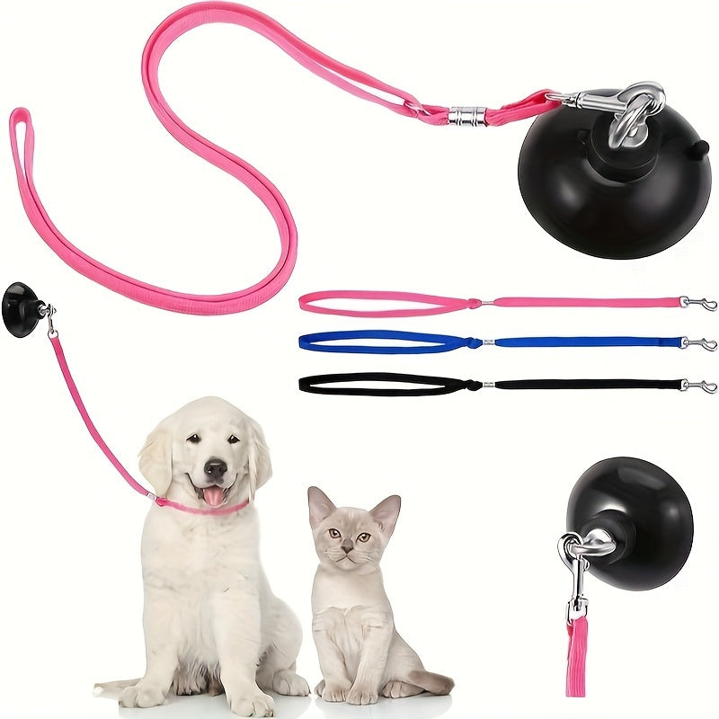 Dog Bathing Tether with Suction Cup Anchor, Pet Grooming Bathtub Restraint Leash for Cats and Dogs, Adjustable Safety Tie-Out Cable for Pet Bath Time - Suitable for Any Size