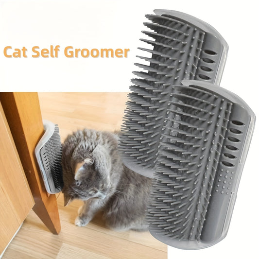 Pet Grooming Station - Wall-Mounted, Self-Cleaning, Massage Comb Brush with Gentle Vibration for Kitten and Puppy Relaxation, Shedding, and Coat Health - Easy to Install and Clean