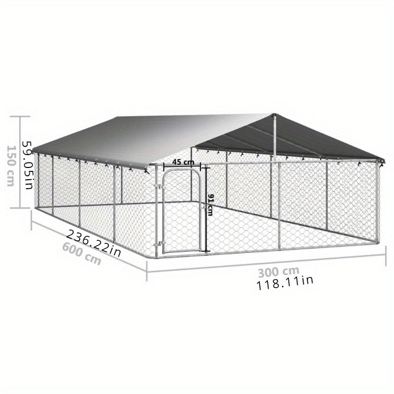 Outdoor Dog Kennel with Roof 236.2"x118.1"x59.1"