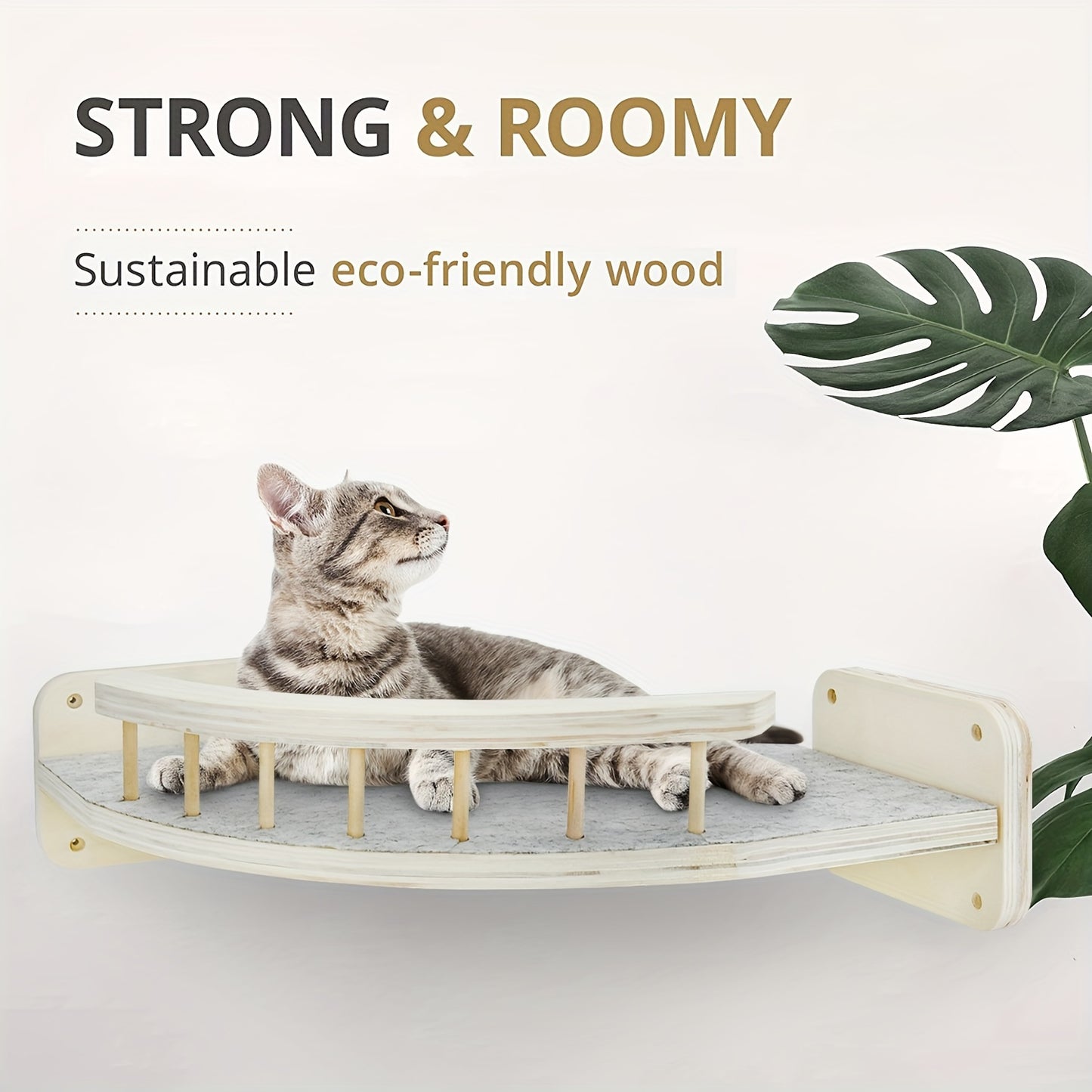 3-Step Cat Hammock Wall Shelves with Plush Covered Cat Climbing Shelf, Scratching Post, and Perches for Indoor Cats, Perfect Gift