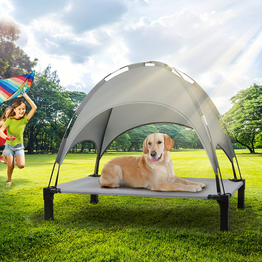 [Fast Arrival] 1 Luxurious Elevated Pet Bed with Canopy - Beds for Small to Large Dogs and Cats - Waterproof, Portable, Cooling, Detachable Sunshade, Easy to Clean, Breathable, and Ultra-Comfortable