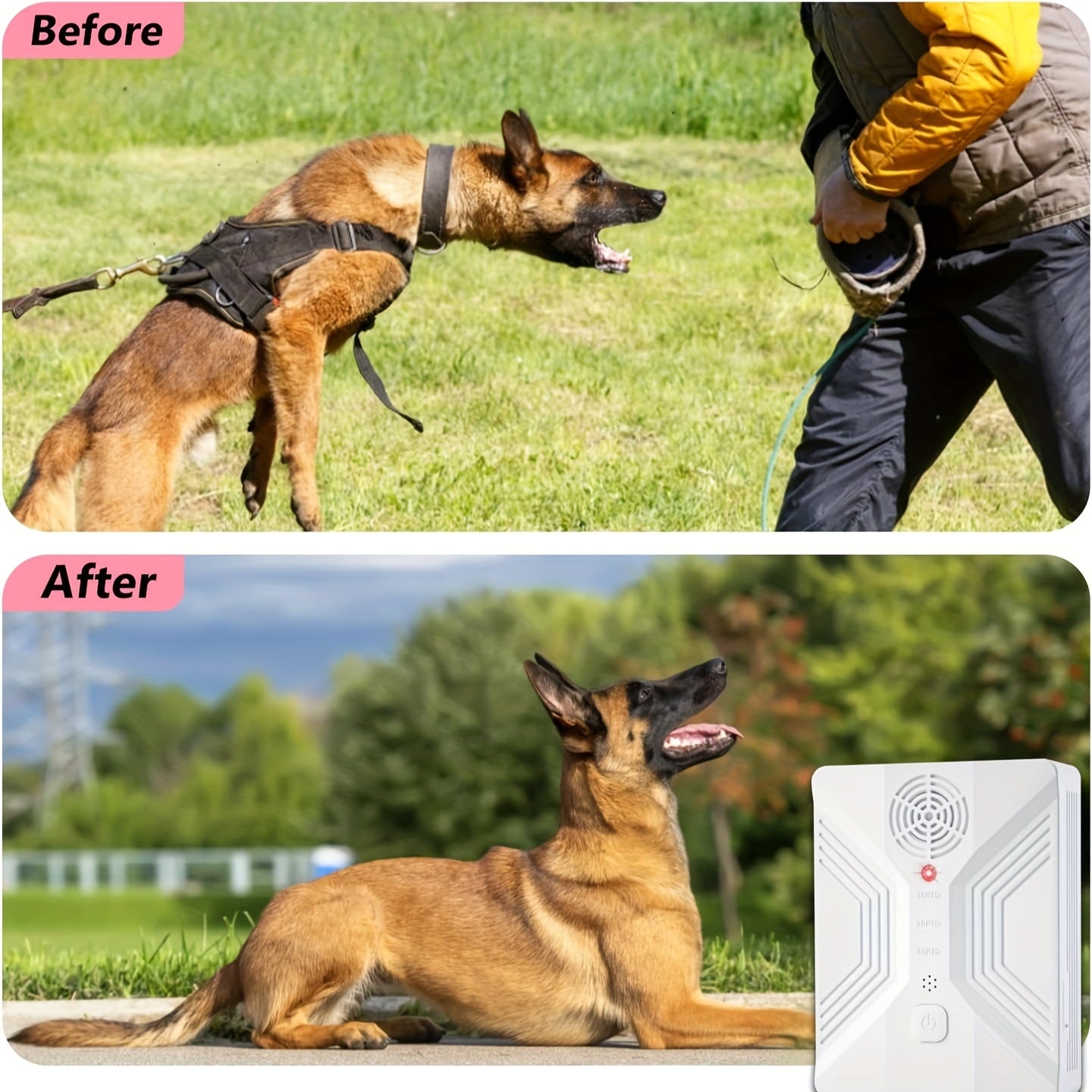 [Fast Arrival] Rechargeable Sonic Dog Repeller - Sonic Bark Deterrents with 3 Modes, Compact, Effective, and Humane Outdoor & Indoor Anti-Barking Device for Dogs - White Color, Easy to Use, and Long-Lasting Battery Life