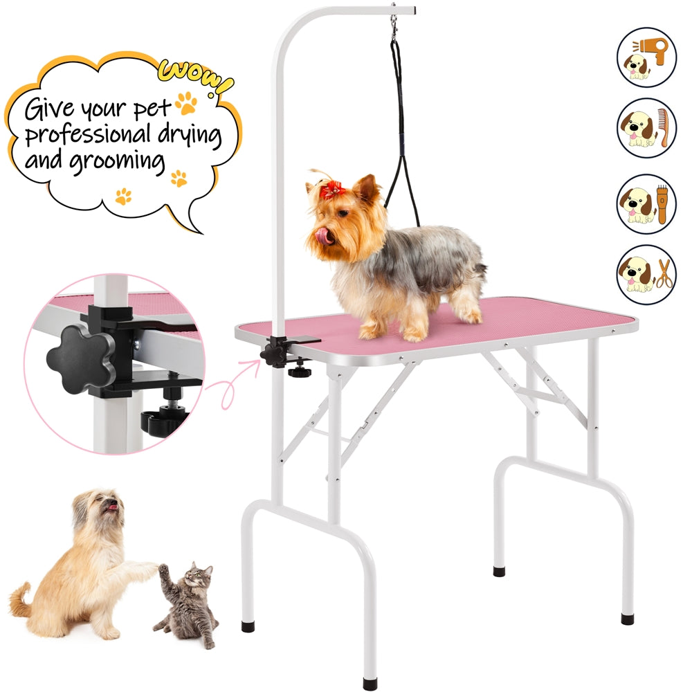 Costoffs Pet Foldable Grooming Table Dog Cat Beauty Trimming with Height Adjustable Arm Folding Legs for Home or Professional Pet Store Uses