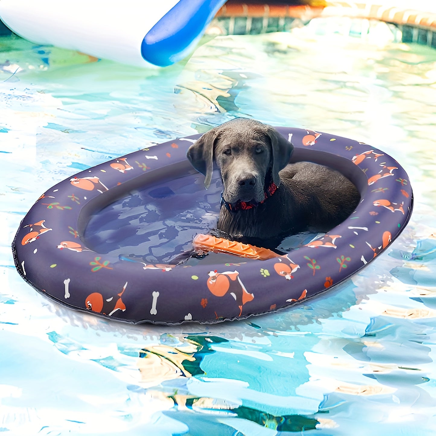 Up to 45lb Small Dog Puppies Pool Float - Fun Inflatable Raft for Lake River Pool - Scratch Resistant, Durable, Easy Set Up, Portable, and Safe for Your Pet's Summer Fun