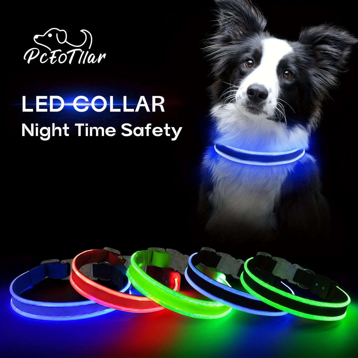 Vibrant LED Dog Collar for All Sizes - Basic Collars with Robust Buckle, USB Charging, Adjustable Straps, and Reflective Safety - Durable, Water-Resistant, and Easy to Use