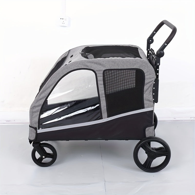 2-Dog Large Pet Stroller - Upgraded Extra Large Foldable Design with Adjustable Handle for Medium and Large Dogs