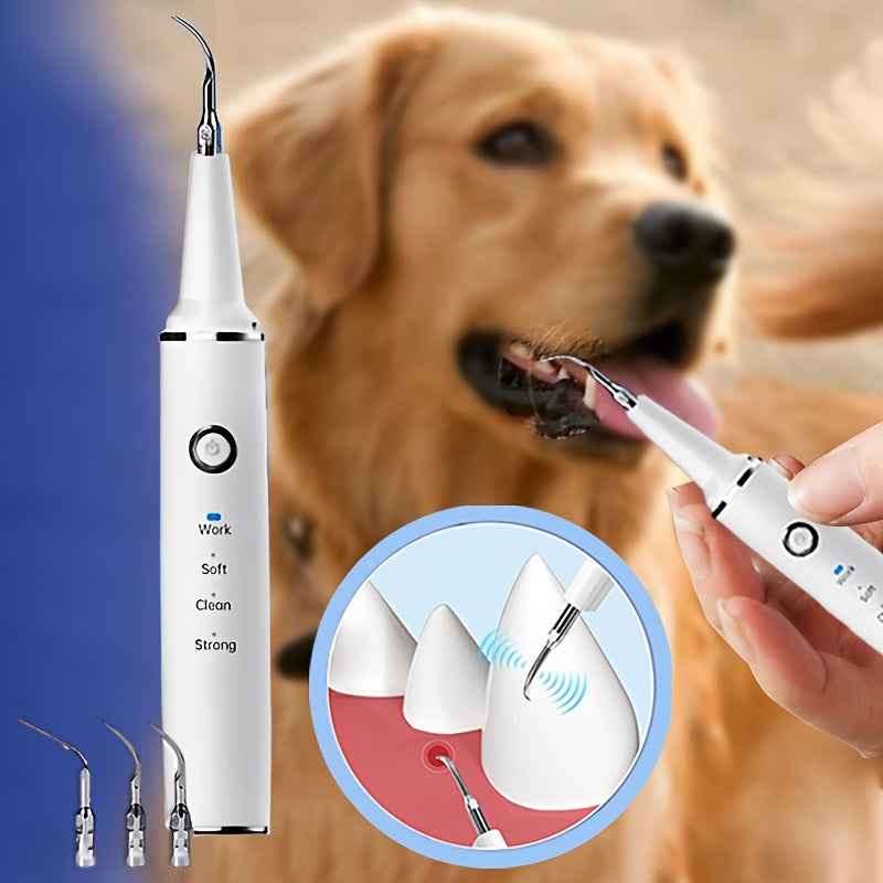 1pc Pet Electric Tooth Cleaner, USB Charging, 2 Cleaning Heads, 4 Modes Adjustable, Oral Cleaning Set, Pet Oral Cleaning, Portable Tooth Cleaner