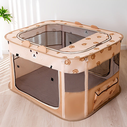 1pc Adorable Foldable Pet Playpen - Portable, Removable Zipper Top, Indoor & Outdoor Use, Spacious Cat Bed, Delivery Room, Easy Setup - Perfect for Dog and Cat Lovers