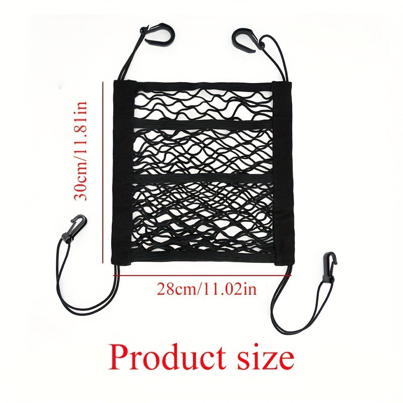 3-Layer Mesh Net Pocket Bag Car Storage Organizer - Adjustable Purse Holder, Handbag Holder, and Back Seat Pet Dog Barrier - Premium Car Accessories for Easy Storage and Organization