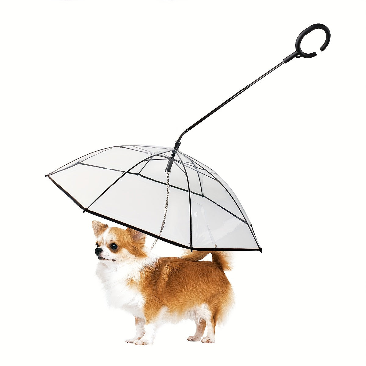 Universal Pet Umbrella Companion - Adjustable Angle, Transparent, TPU Coated, C-Shaped Handle, Non-Woven Buckle Closure, Waterproof, Windproof, Portable, Easy to Use - Suitable for Small to Large Breeds, Perfect for Outdoor W