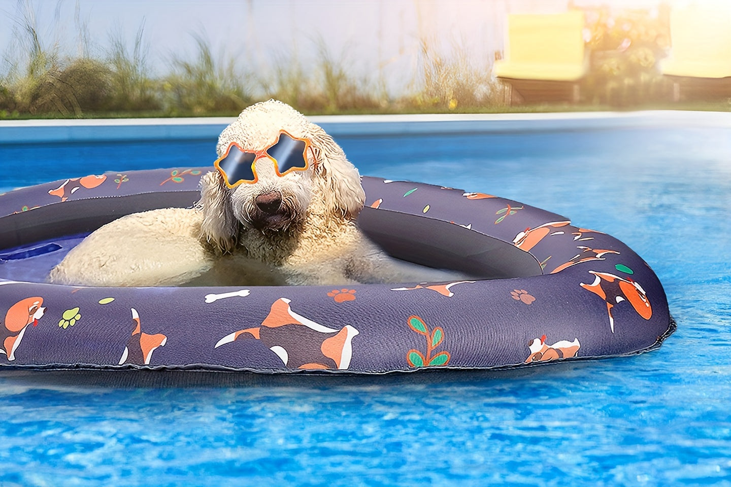 Up to 45lb Small Dog Puppies Pool Float - Fun Inflatable Raft for Lake River Pool - Scratch Resistant, Durable, Easy Set Up, Portable, and Safe for Your Pet's Summer Fun