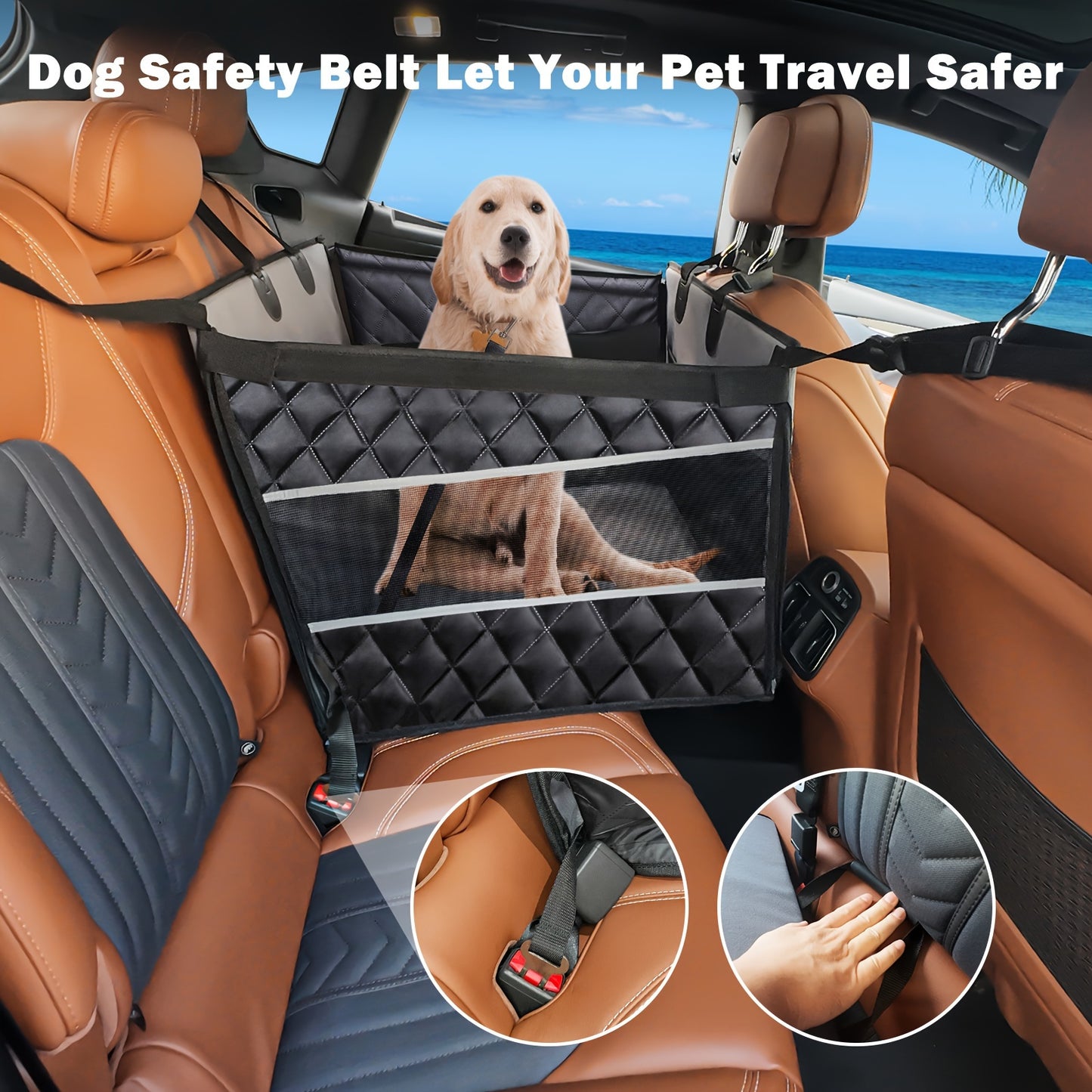 Large and Medium-sized Dog Car Safety Seats - Waterproof, Rear Seat Extenders, Storage Bags, Car Hammocks, and Pet Seat Covers for SUV/Truck