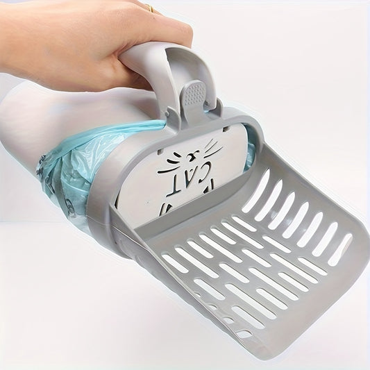 Advanced Cat Litter Scooper with Built-in Waste Bag Holder - Easy, Mess-Free Cleaning for All Cat Breeds - Durable Plastic Construction, Convenient, Sanitary, and Time-Saving Pet Supplies