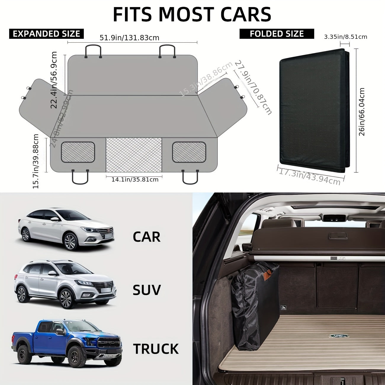 1 Pc Back Seat Extender, Dog Car Seat Cover, Camping Air Mattress, Hammock Travel Bed, Non Inflatable Car Bed Mattress For Car SUV Truck Black