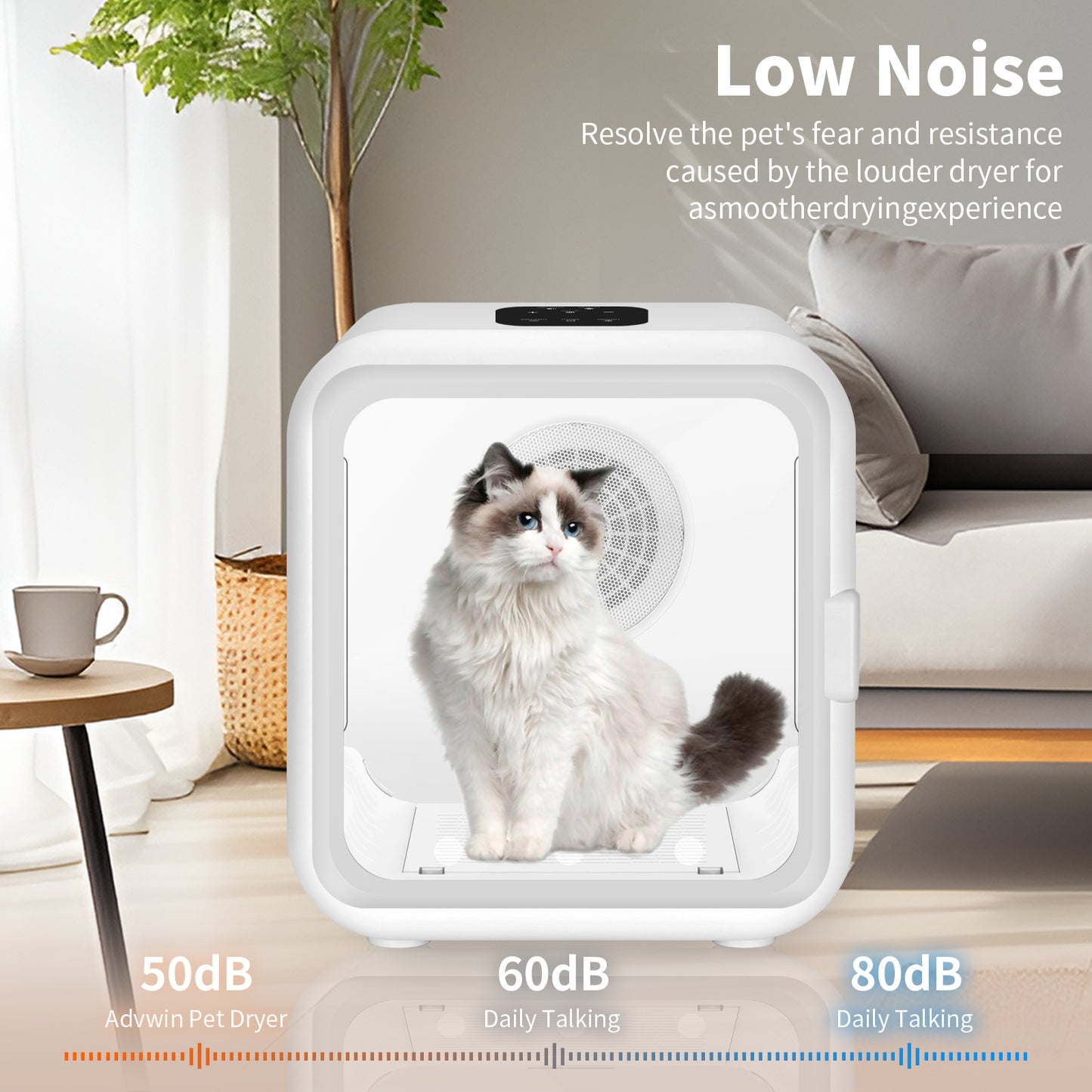 Hello.Dr Automatic Pet Dryer Box - Ultra Quiet, Smart Temperature Control, 360 Efficient for Cats and Small Dogs