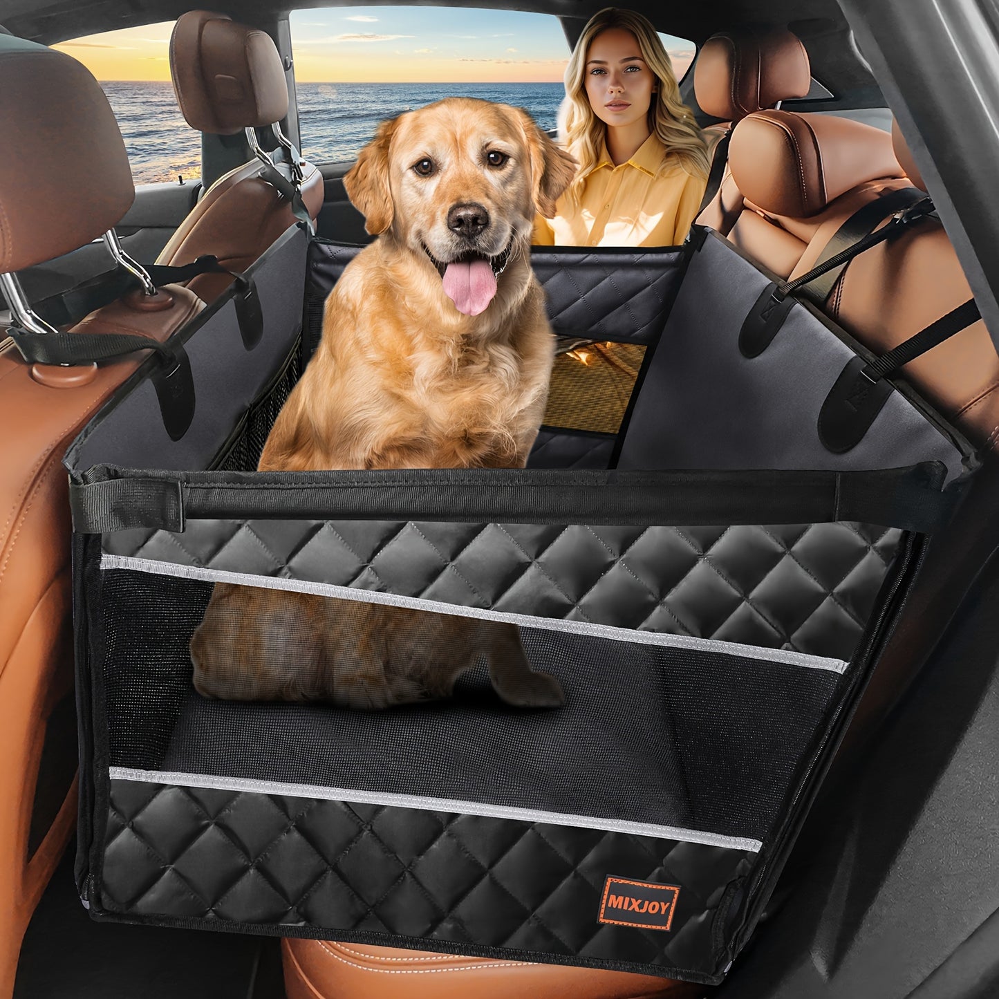 Large and Medium-sized Dog Car Safety Seats - Waterproof, Rear Seat Extenders, Storage Bags, Car Hammocks, and Pet Seat Covers for SUV/Truck