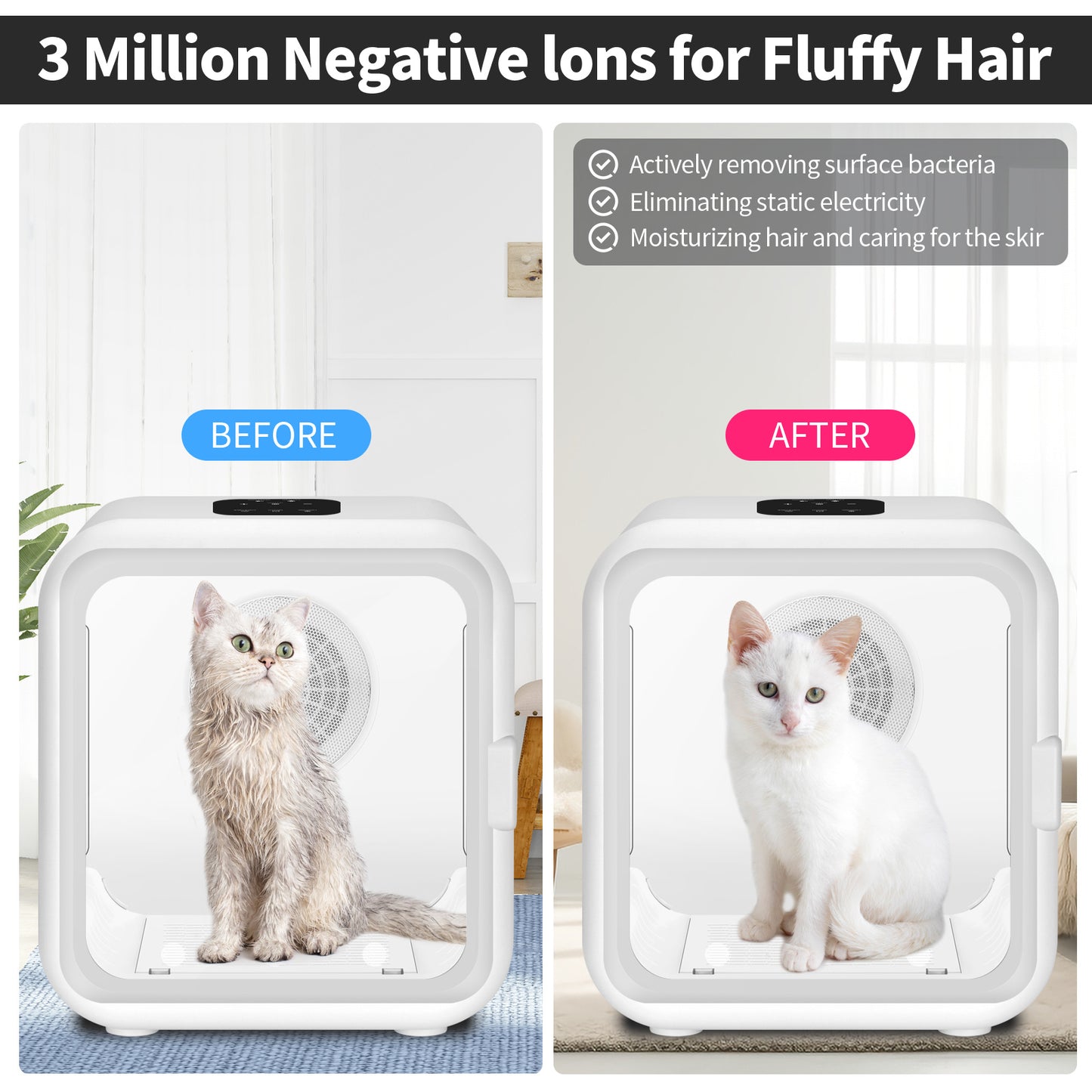 Hello.Dr Automatic Pet Dryer Box - Ultra Quiet, Smart Temperature Control, 360 Efficient for Cats and Small Dogs