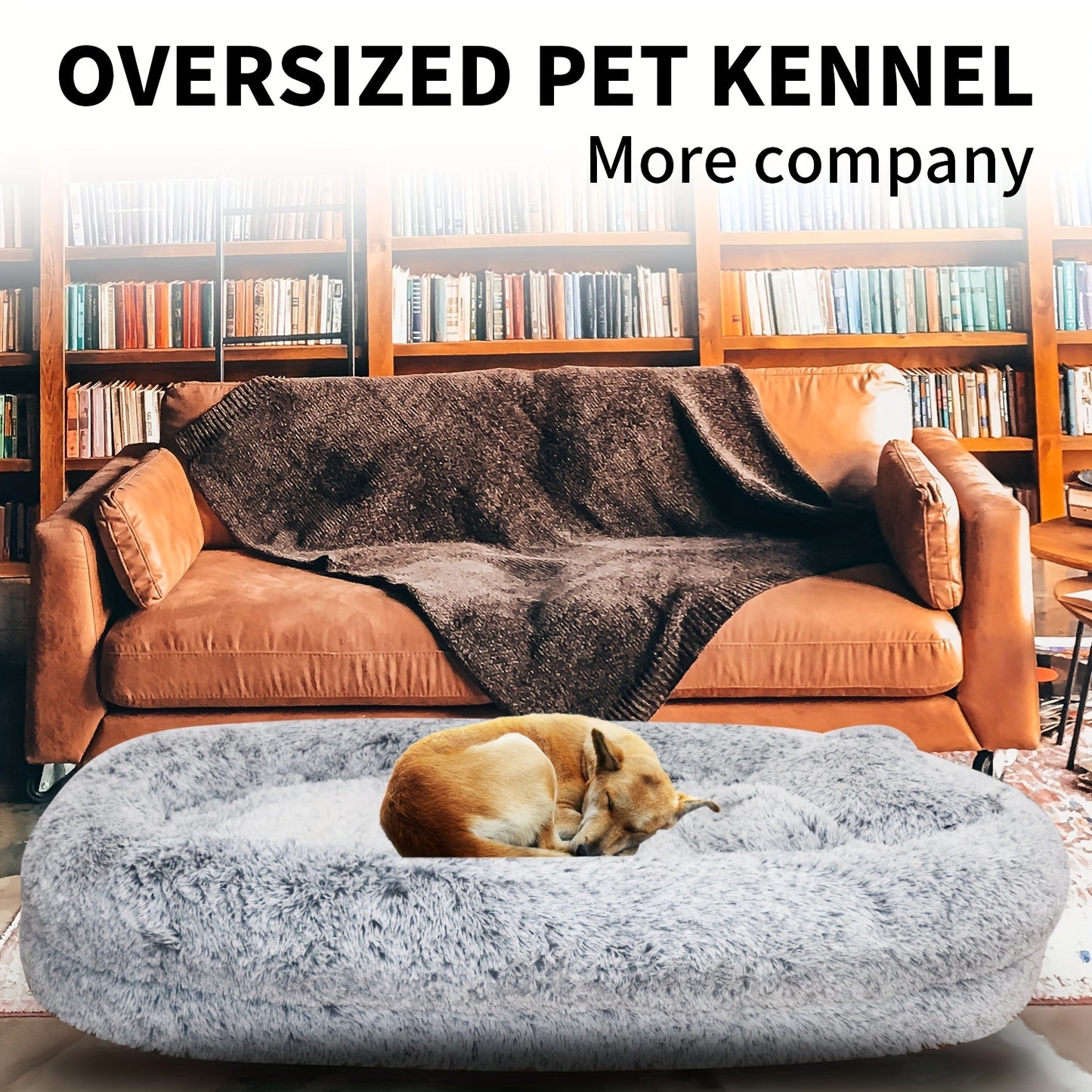 Luxurious Giant Dog Bed for Humans - Soft, Washable, Faux Fur Cover, Plush Blanket, and Pillow - Perfect for Families, Large, Gray, and Cozy