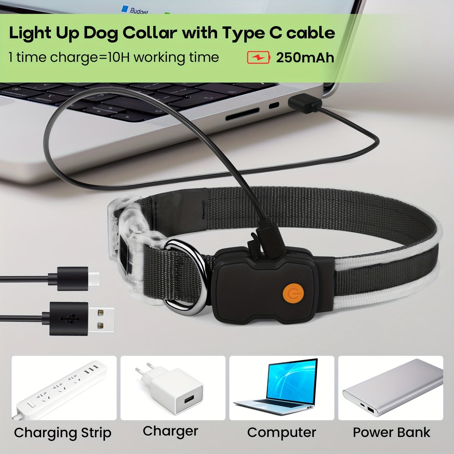 Vibrant LED Dog Collar for All Sizes - Basic Collars with Robust Buckle, USB Charging, Adjustable Straps, and Reflective Safety - Durable, Water-Resistant, and Easy to Use