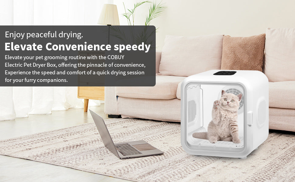 Hello.Dr Automatic Pet Dryer Box - Ultra Quiet, Smart Temperature Control, 360 Efficient for Cats and Small Dogs