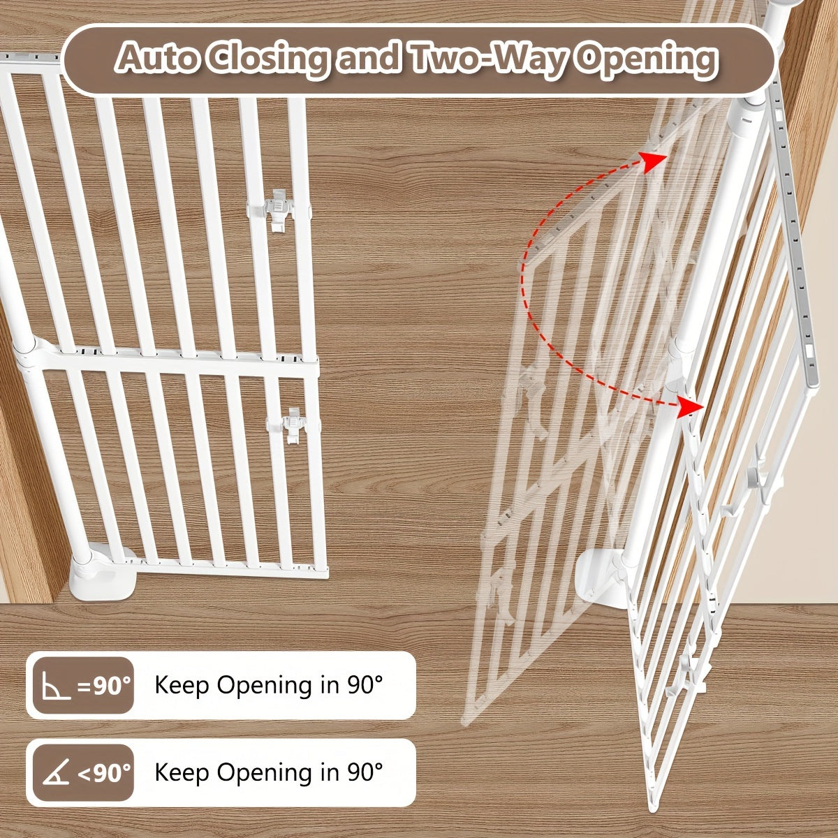 71" Extra Tall Auto Close Cat Safety Gate - Wide 33.86-35.43" Adjustable, 1.34" Narrow Gap, No Drilling Pressure Mount, Double Opening Innovation Pet Gate in Cream White