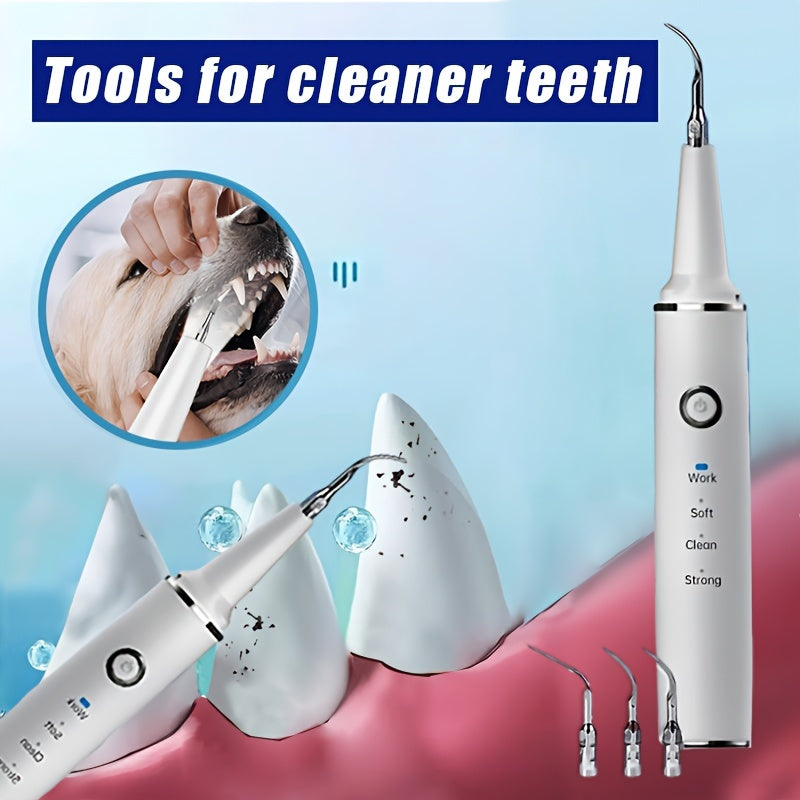 1pc Pet Electric Tooth Cleaner, USB Charging, 2 Cleaning Heads, 4 Modes Adjustable, Oral Cleaning Set, Pet Oral Cleaning, Portable Tooth Cleaner