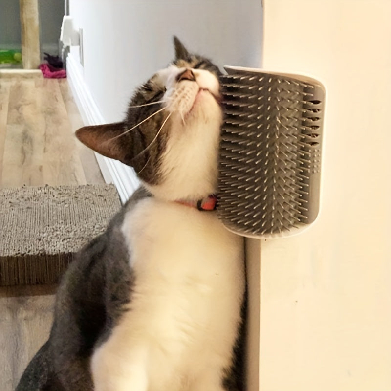 Pet Grooming Station - Wall-Mounted, Self-Cleaning, Massage Comb Brush with Gentle Vibration for Kitten and Puppy Relaxation, Shedding, and Coat Health - Easy to Install and Clean