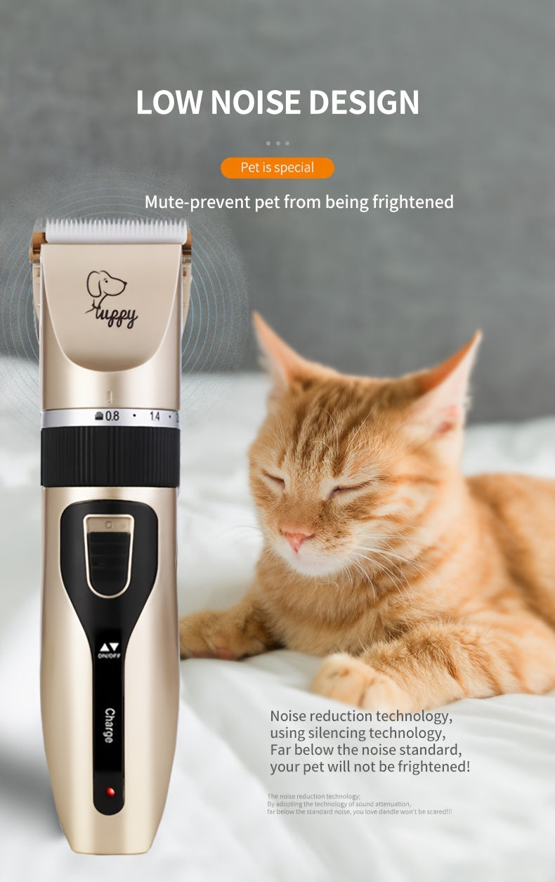 2-in-1 Deluxe Pet Grooming Kit - Quiet Electric Trimmer and LED Nail Clipper with Ergonomic Handle for Easy Dog and Cat Grooming at Home or Salon - Premium Quality, Non-Slip Grip, and LED Light for Precise Trimming