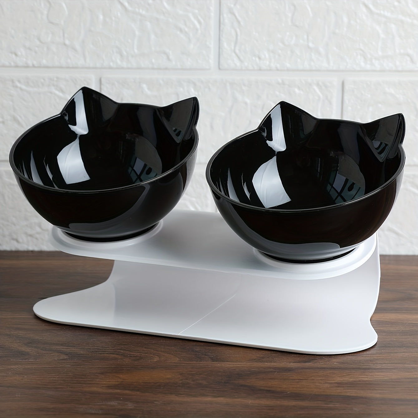 Elevated Deluxe Double Cat Bowls Set - Raised Non-Slip Pet Food and Water Bowls for Cats and Small Dogs with Removable Stainless Steel Inserts, Promoting Healthy Digestion and Posture, Easy to Clean and Durable Design