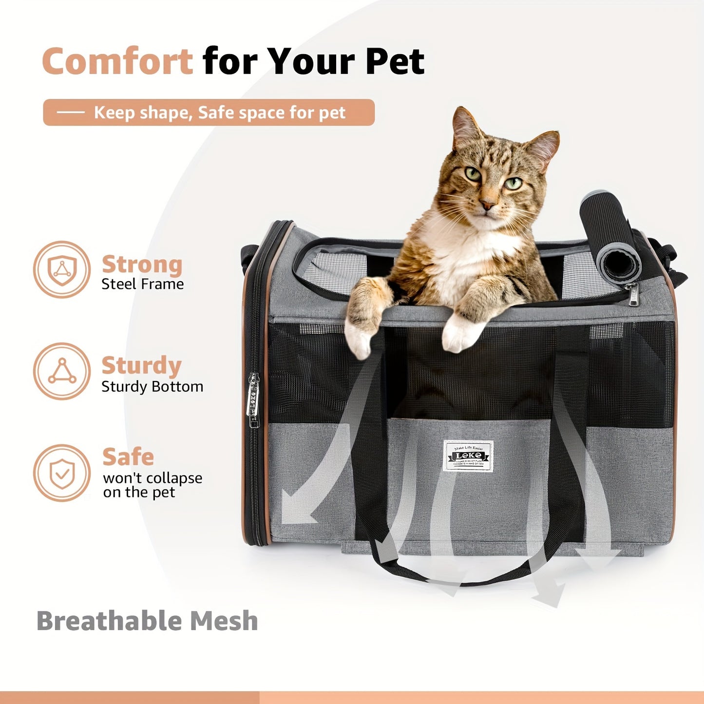 Pet Travel Carrier - Expandable, Airline Approved, Under Seat Compatible, Detachable Wheels, Adjustable Handle, Polyester Dog & Cat Carrier for Easy Travel