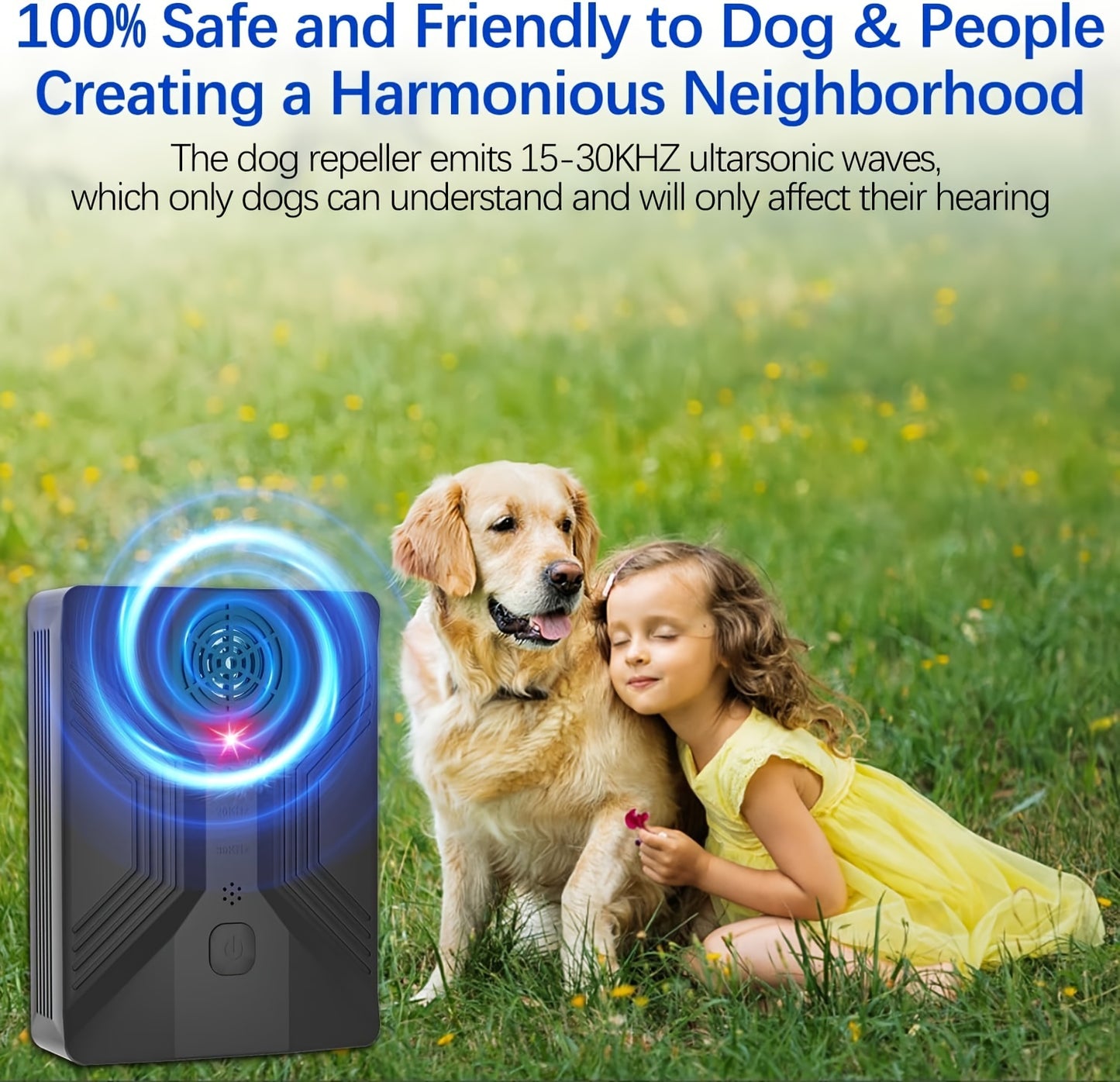 [Fast Arrival] Rechargeable Sonic Dog Repeller - Sonic Bark Deterrents with 3 Modes, Compact, Effective, and Humane Outdoor & Indoor Anti-Barking Device for Dogs - White Color, Easy to Use, and Long-Lasting Battery Life