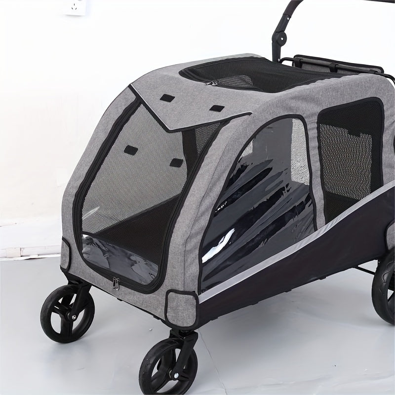 2-Dog Large Pet Stroller - Upgraded Extra Large Foldable Design with Adjustable Handle for Medium and Large Dogs