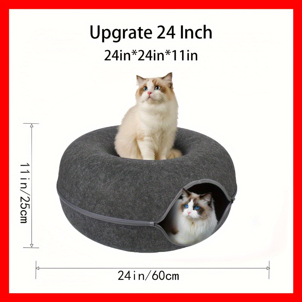 Cat Cave For Indoor Cats, Cat Donut Cat Tunnel Bed, Scratch Resistant Cat Toys For Medium Large Cats