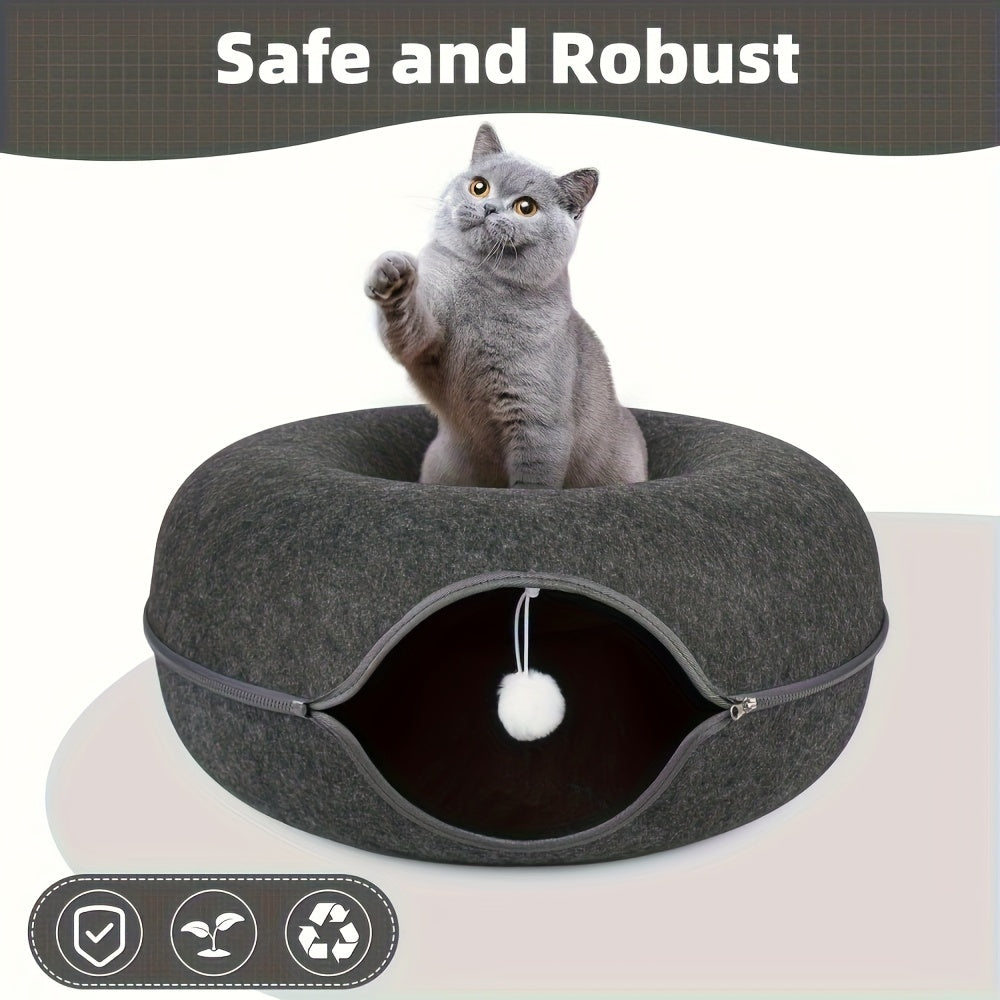 Cat Cave For Indoor Cats, Cat Donut Cat Tunnel Bed, Scratch Resistant Cat Toys For Medium Large Cats