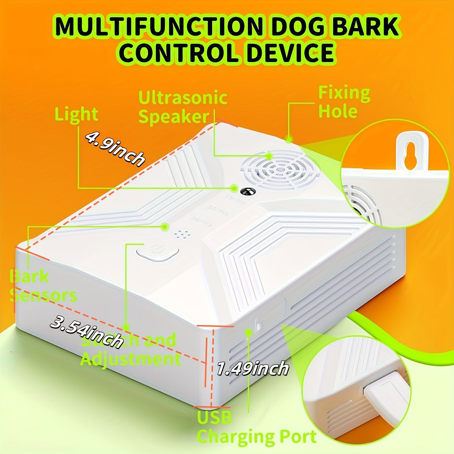 [Fast Arrival] Rechargeable Sonic Dog Repeller - Sonic Bark Deterrents with 3 Modes, Compact, Effective, and Humane Outdoor & Indoor Anti-Barking Device for Dogs - White Color, Easy to Use, and Long-Lasting Battery Life